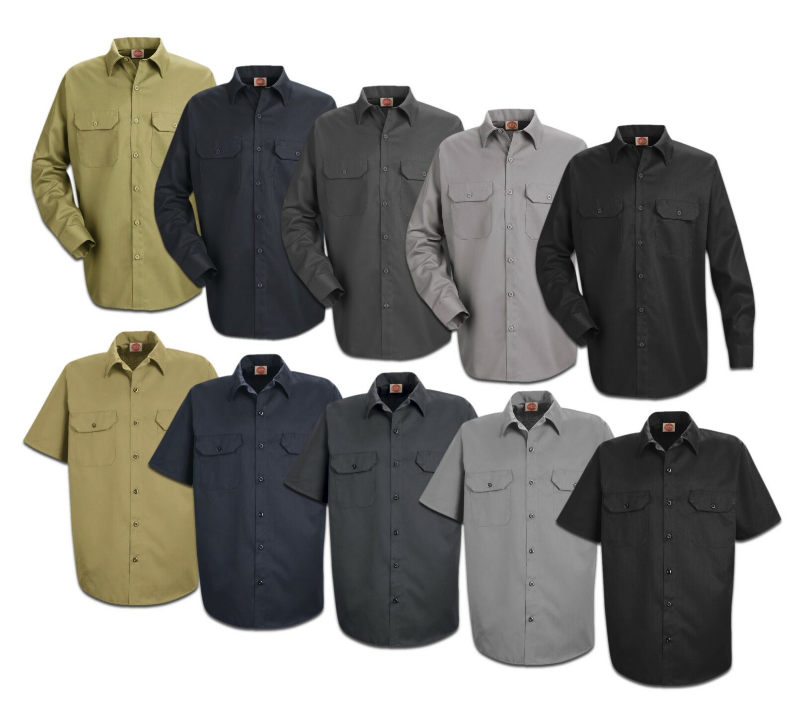 Red Kap Men’s Utility Work Shirt 2 Pocket Solid Color Durable Industrial Uniform