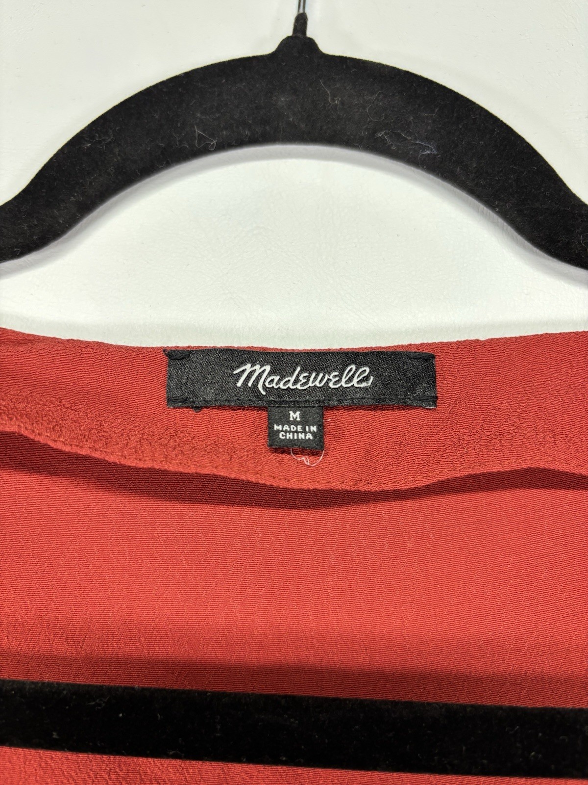 Madewell Red V-Neck Button Front Long Sleeve Shift Short Dress Viscose M