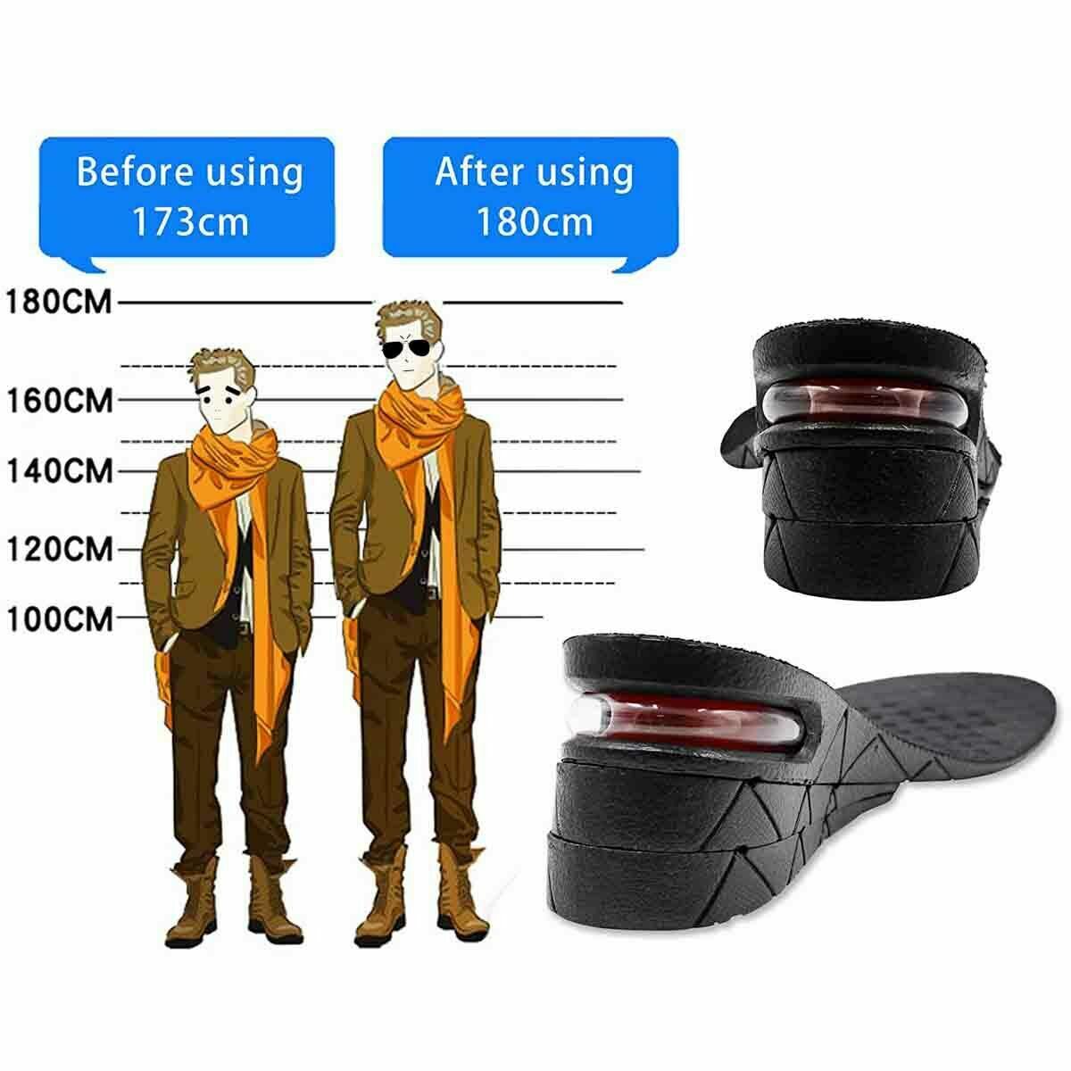 7cm Men Shoe Lift Insole Air Cushion Heel insert Increase Taller Height 3-Layer