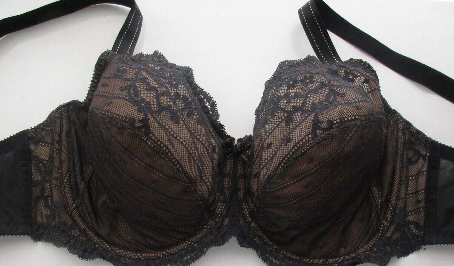 CHANTELLE 3281 RIVE GAUCHE Bra ~ BLACK/NUDE ~ 42DDD ~ NWT $94