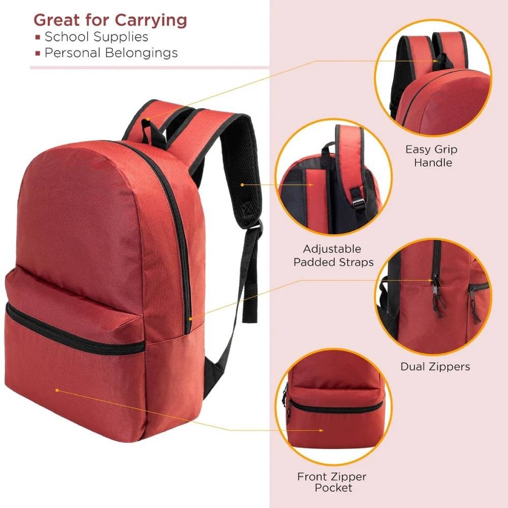 24 Pack Kids Backpacks Bulk 15″ School Bookbags Wholesale Case 8 Assorted Colors