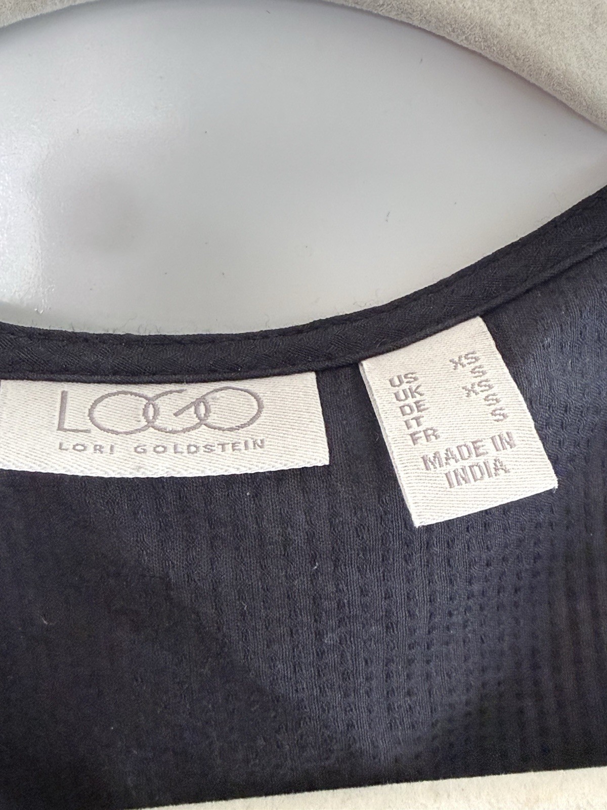 LOGO by Lori Goldstein Black Eyelet Lace Button Front Blouse Top XS Sheer