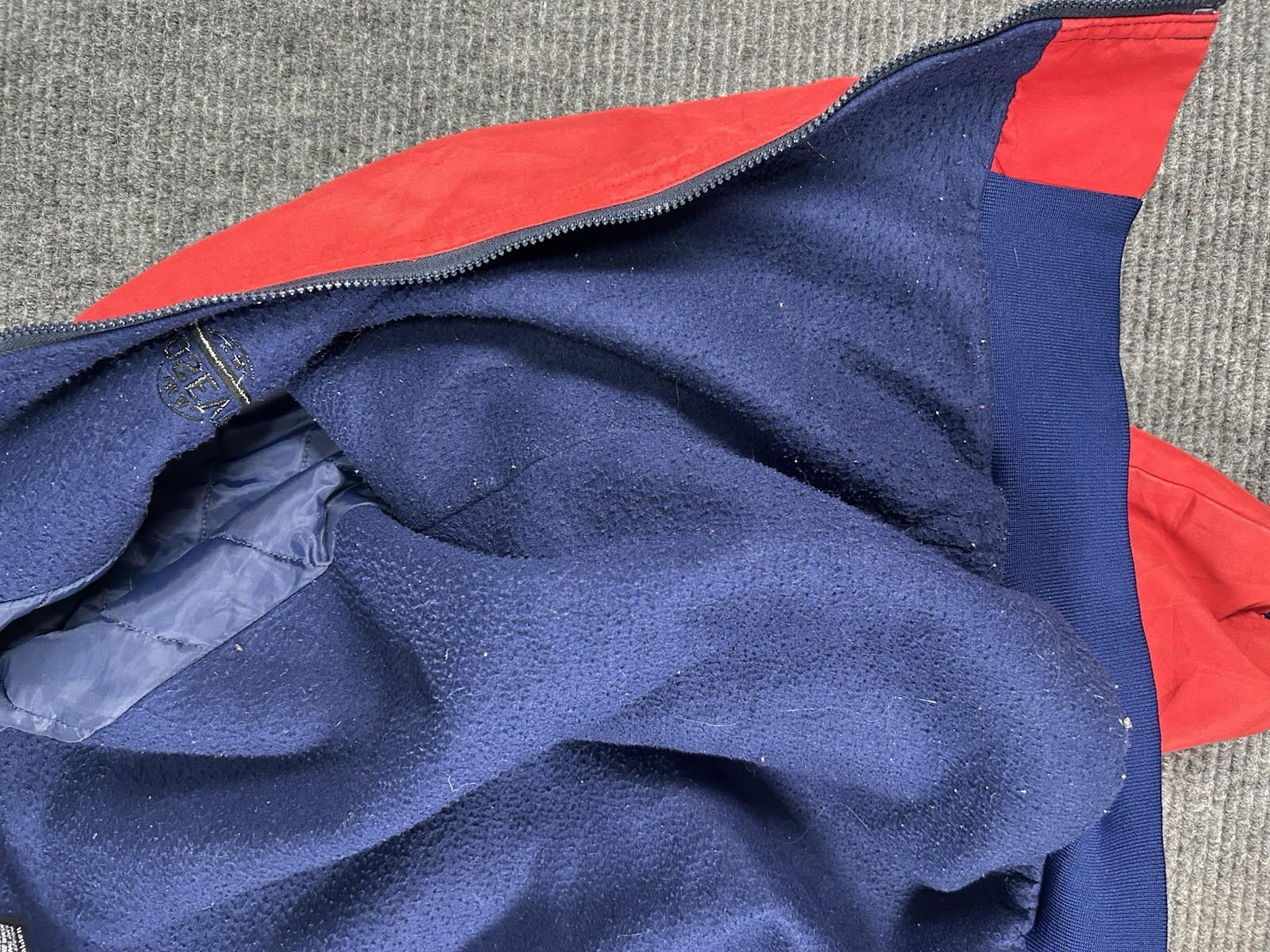 VTG Sportsmaster Jacket Mens L Red Fleece Lined Bomber USA Made Workwear READ