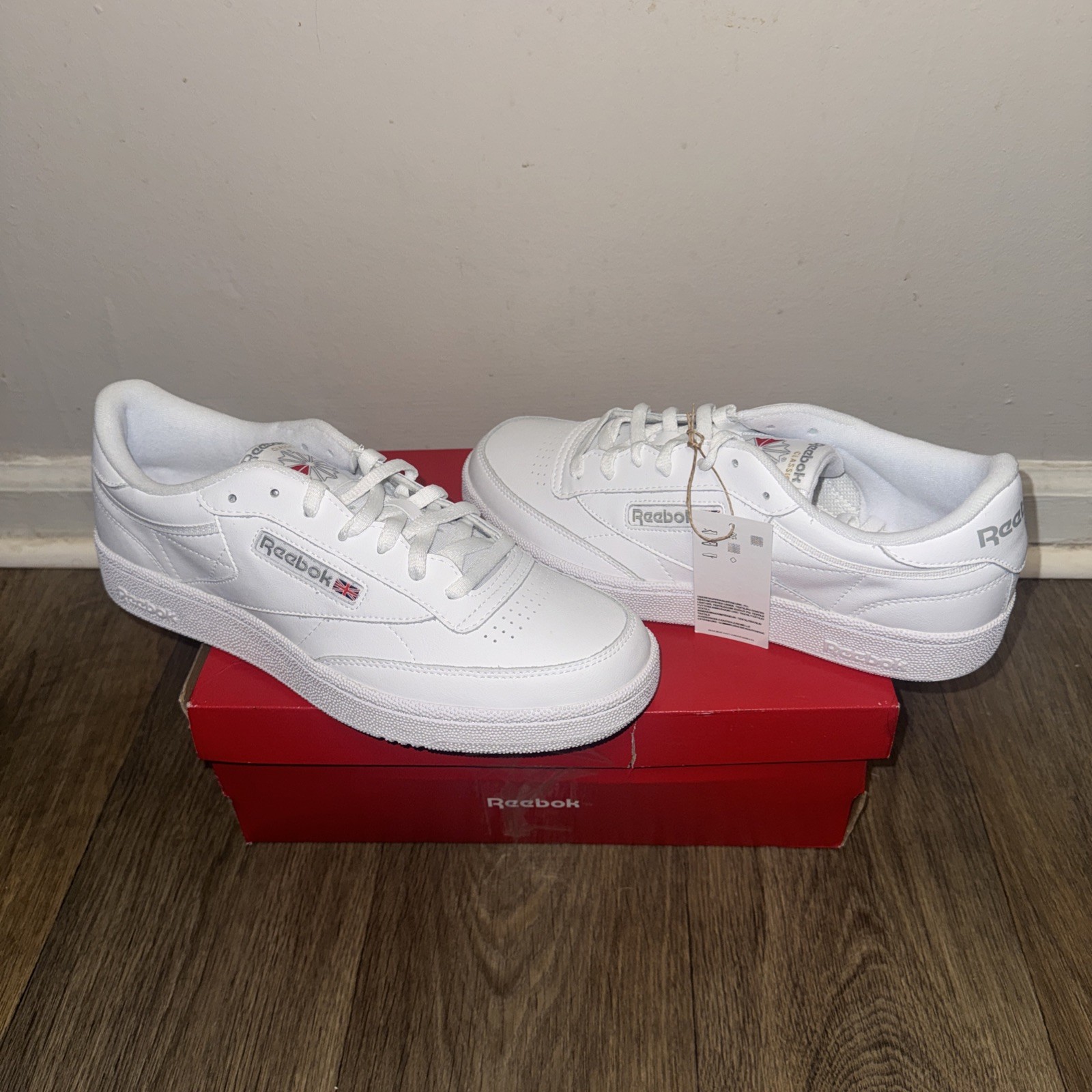 -Reebok Club C 85 Classic Men’s White Low Top Lace-Up Sneakers Solid Mens 11