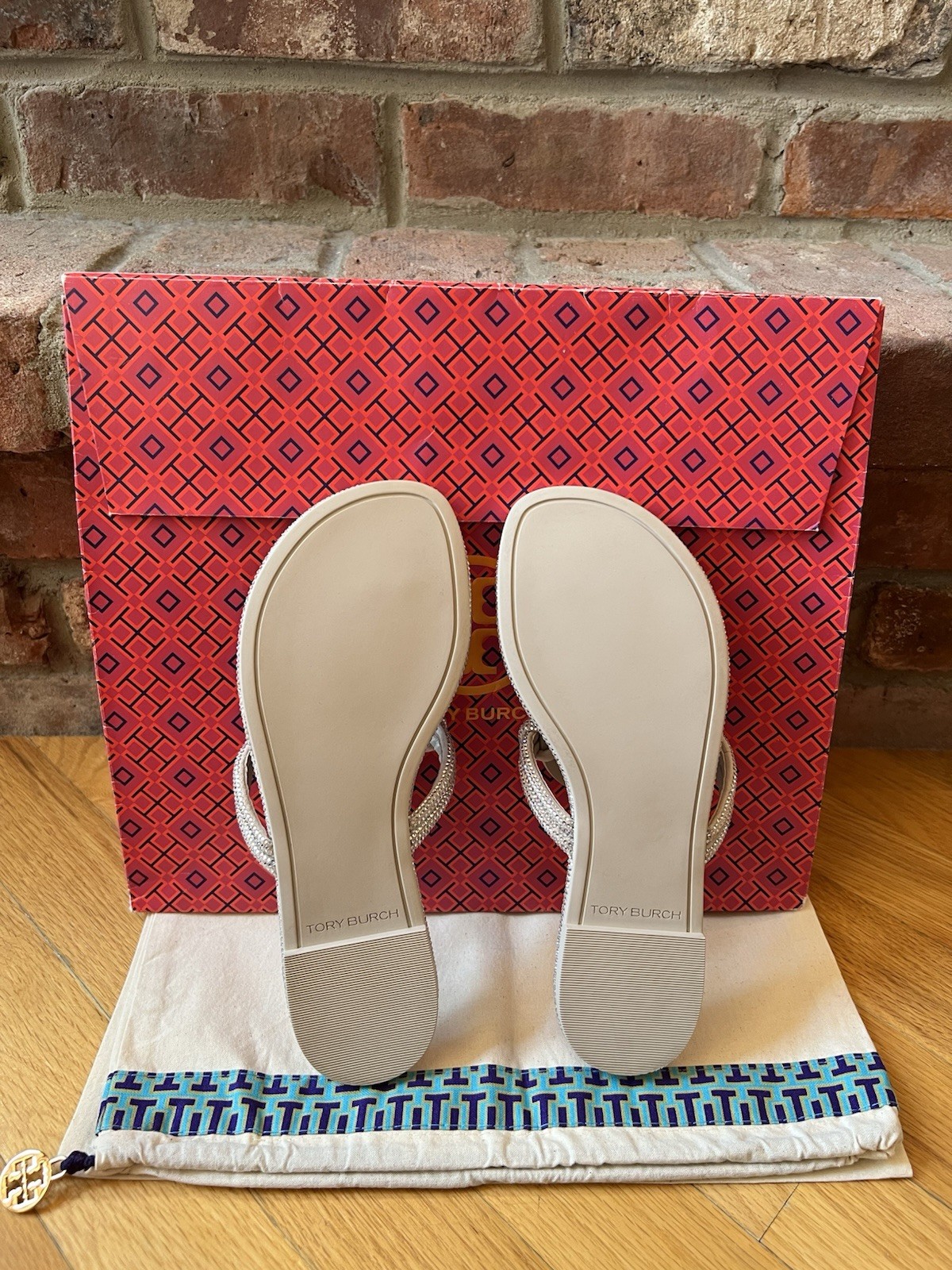 Tory Burch Stone Gray Miller Pavé Crystal Knotted Sandals