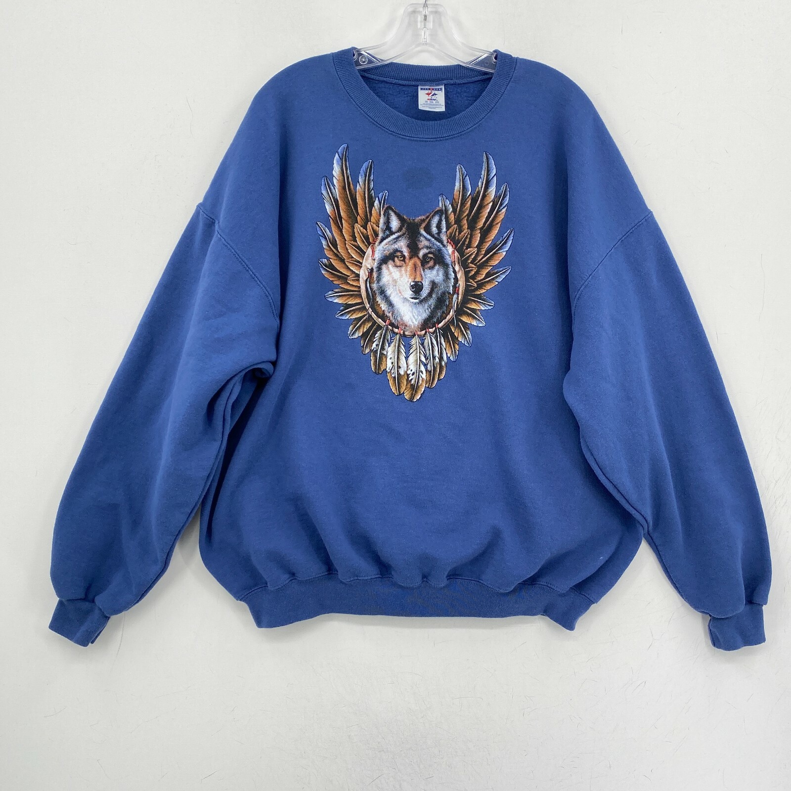 Jerzees Dreamcatcher Wolf Sweatshirt Mens Big 2X Blue