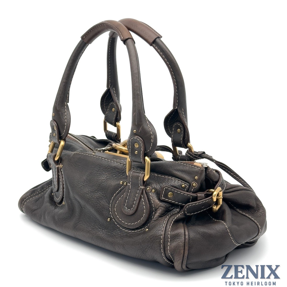 Chloe Paddington Chocolate Brown Leather Handbag Padlock Key Y2K Vintage Italy