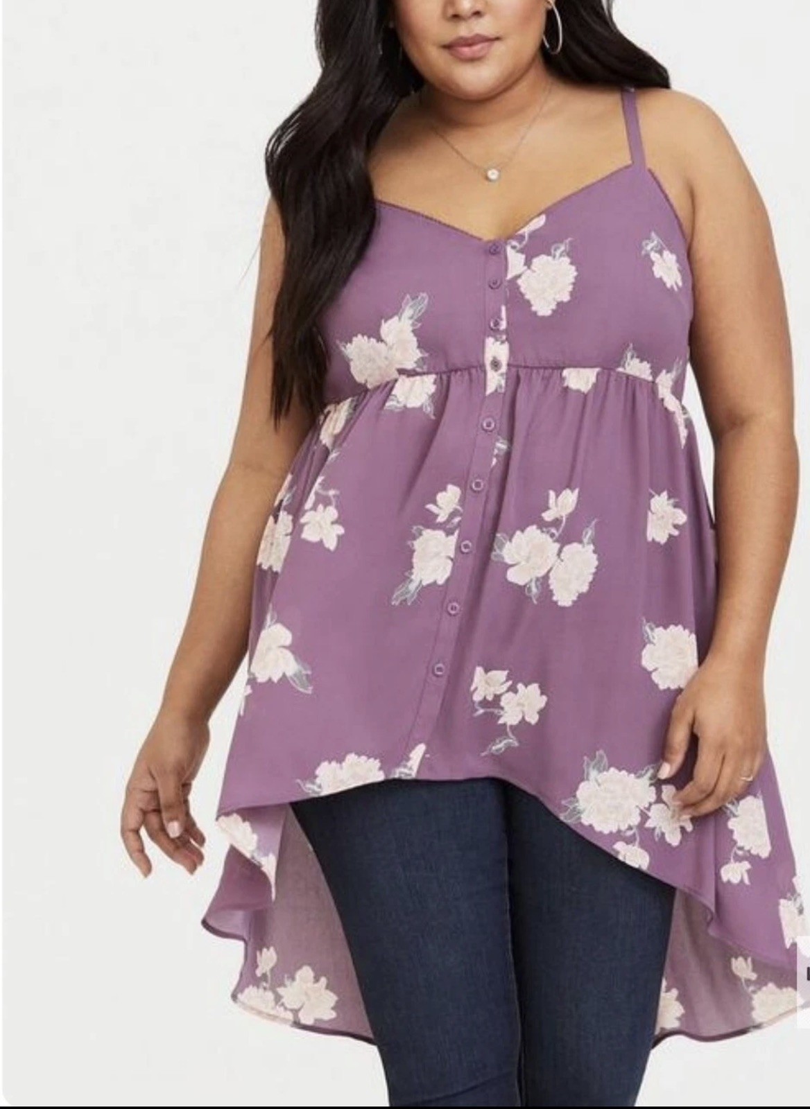 TORRID Size 2 Babydoll Georgette Floral Cami hi-low 18/20 plus