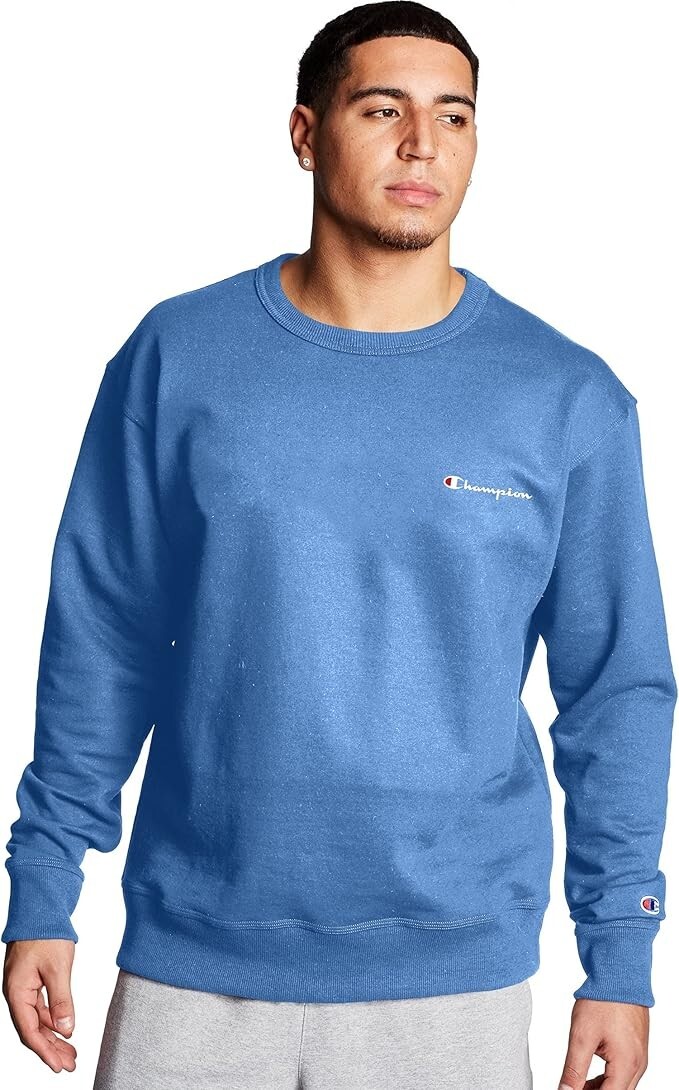 Champion Powerblend Graphic Crew Shield Blue SZ L