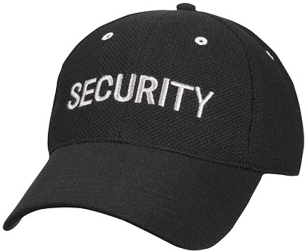 Black Security Cap Adjustable Lightweight Full Mesh Comfortable Embroidered Hat