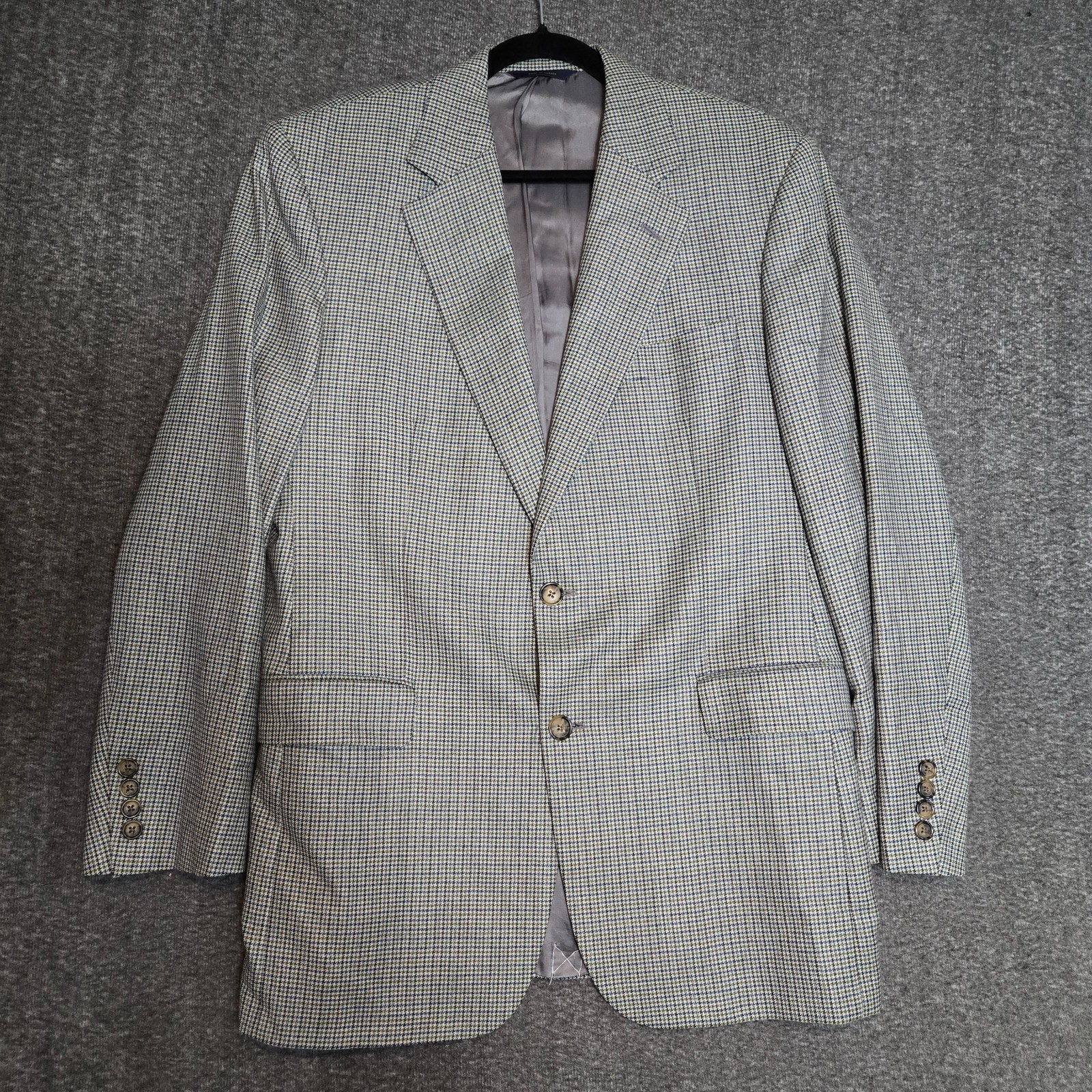 Brooks Brothers 1818 Mens Gray Houndstooth Suit Jacket Blazer 100% Wool 40R