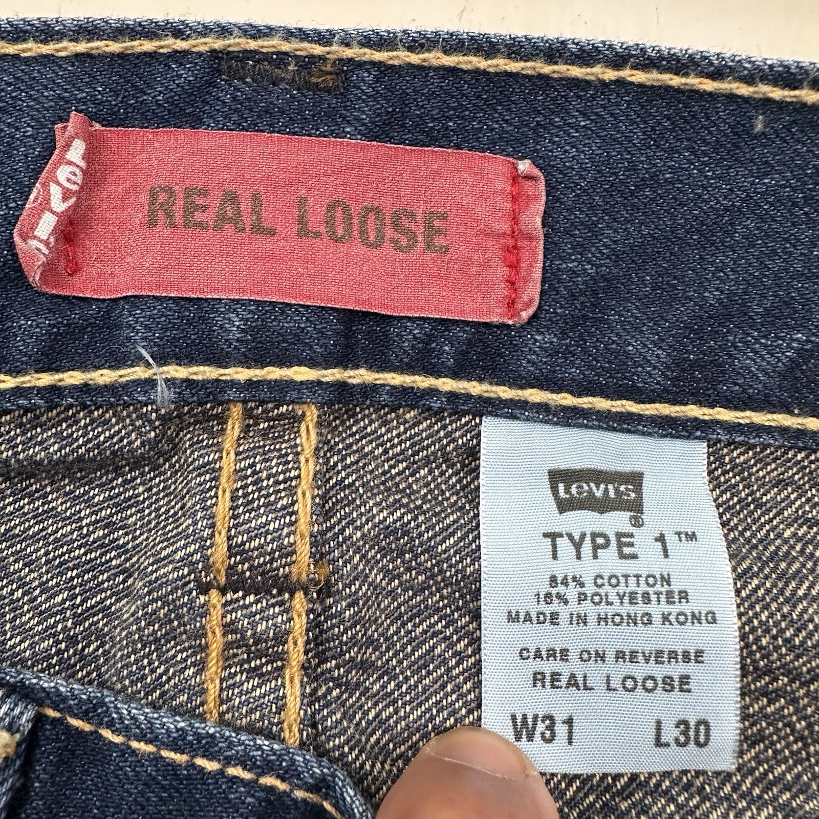Y2K VTG LEVI’S TYPE 1 REAL LOOSE Jeans Men Actual 31×26 BAGGY Skater Blue Denim