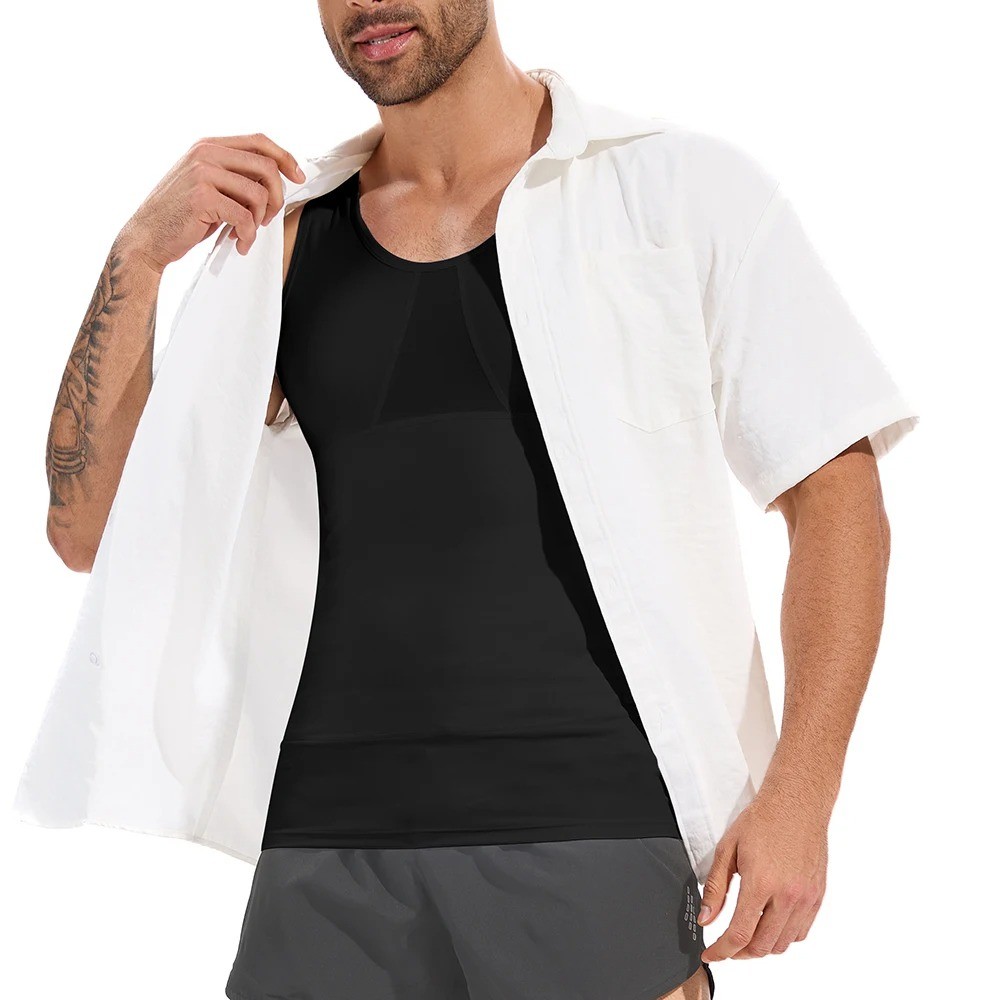 Men Body Slimming Tummy Control Shaper Vest Workout Tank Top Shapewear Shirt Gym