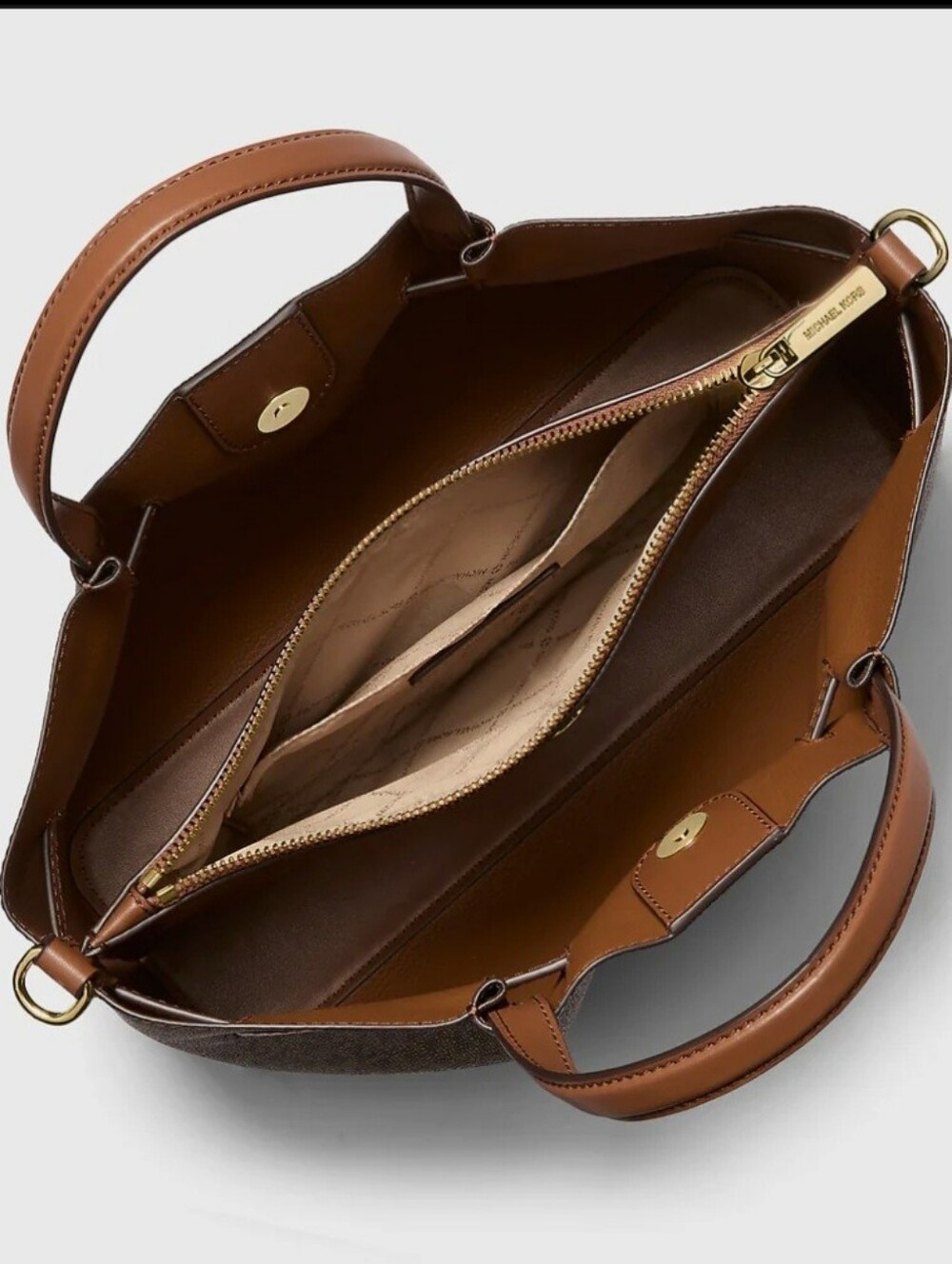 NEW Authentic Michael Kors Carson Brown Satchel Designer Handbags Luxury Purse