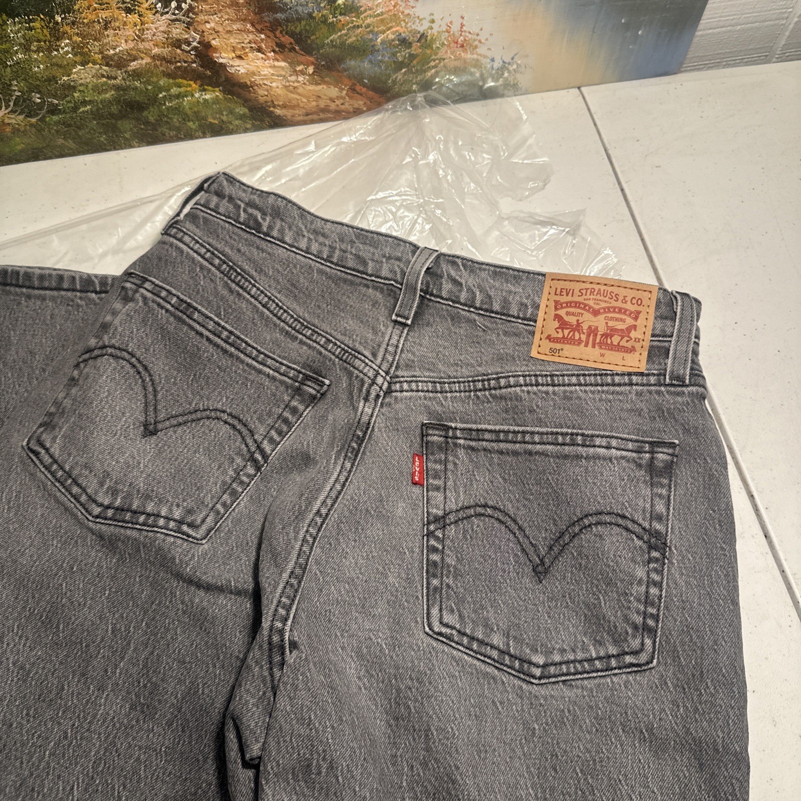 LEVI’S 501 DT Selvedge Jeans Denim Tears Irregular Biker Western Men 26×30 NOS