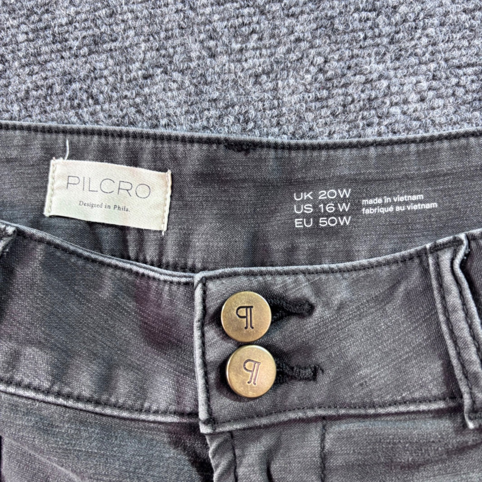 Pilcro Utility Pants Women 16W Dark Gray High Rise Paneled Cargo Anthropologie