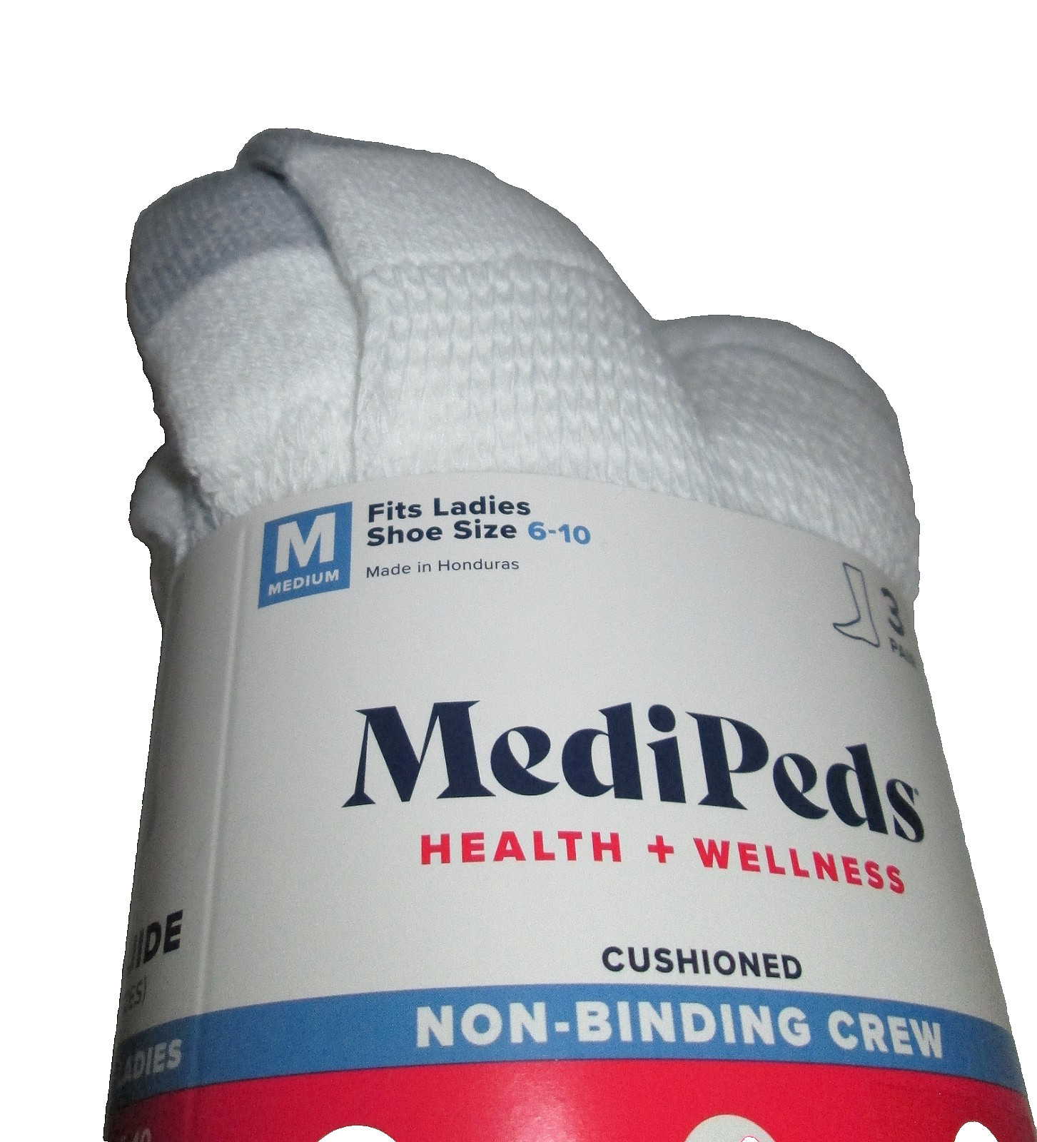 6 Pairs Medipeds Womens Moisture Wicking Cushioned Diabetic Crew Socks