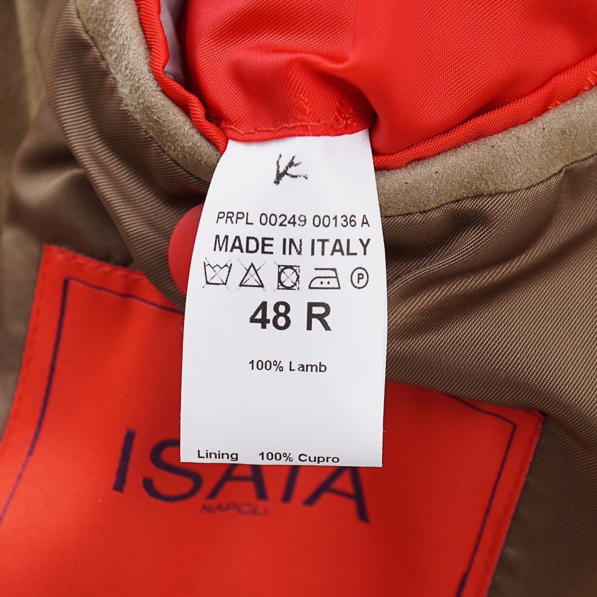 Isaia Napoli Soft Nappa Lambskin Suede Leather Coat with Belt S/M (Eu 48) NWT