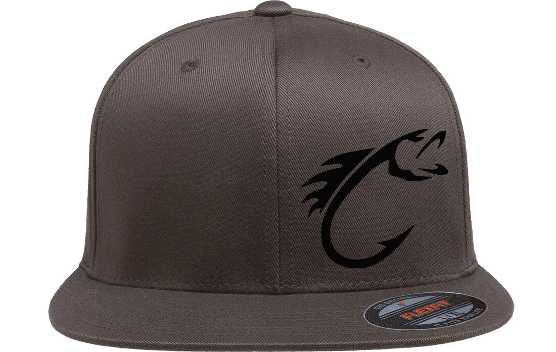 FISHING HOOK FISH FLEXFIT 6297F FLAT BILL HAT *FREE SHIPPING in BOX*