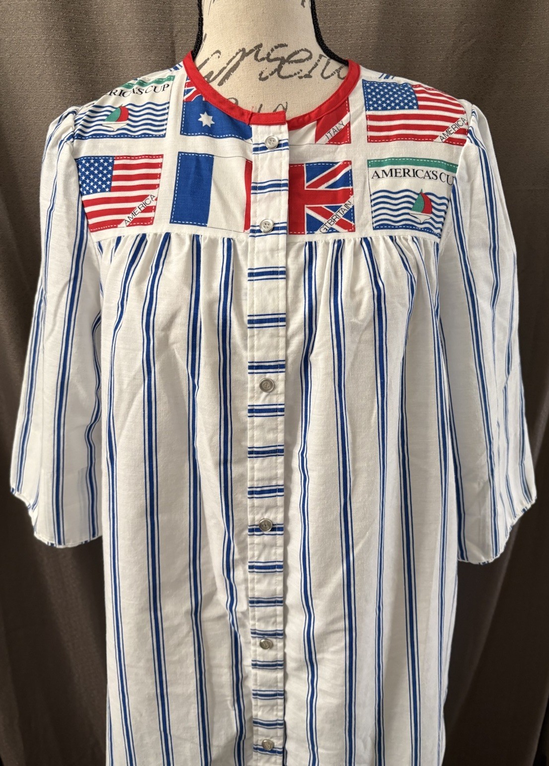 MODELS COAT Saks Fifth Avenue House Dress MuMu America’s Cup Striped Snaps 8