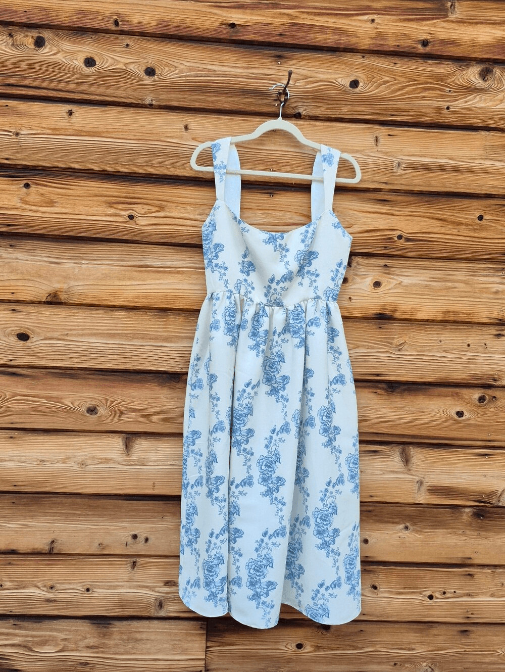 Sachin & Babi Blaine Blue Taffeta Square-Neck Midi Dress Size 6
