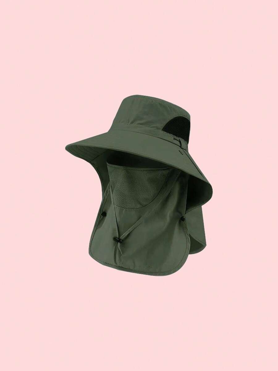 Wide Brim Fishing Hiking Sun Hat Neck Gaiter Bucket Cowboy Hat Outdoor Camo