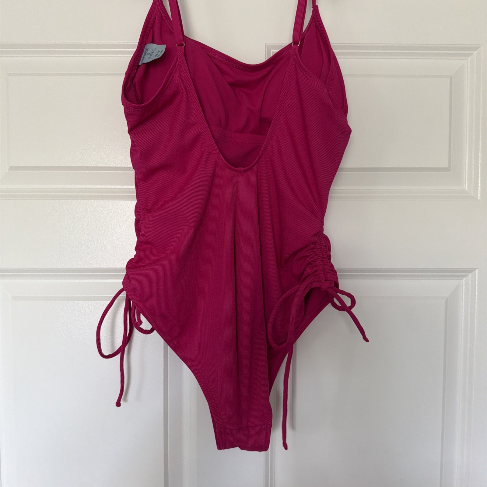 Shade & Shore Ribbed One‑Piece Swimsuit Adjustable Pink Medium