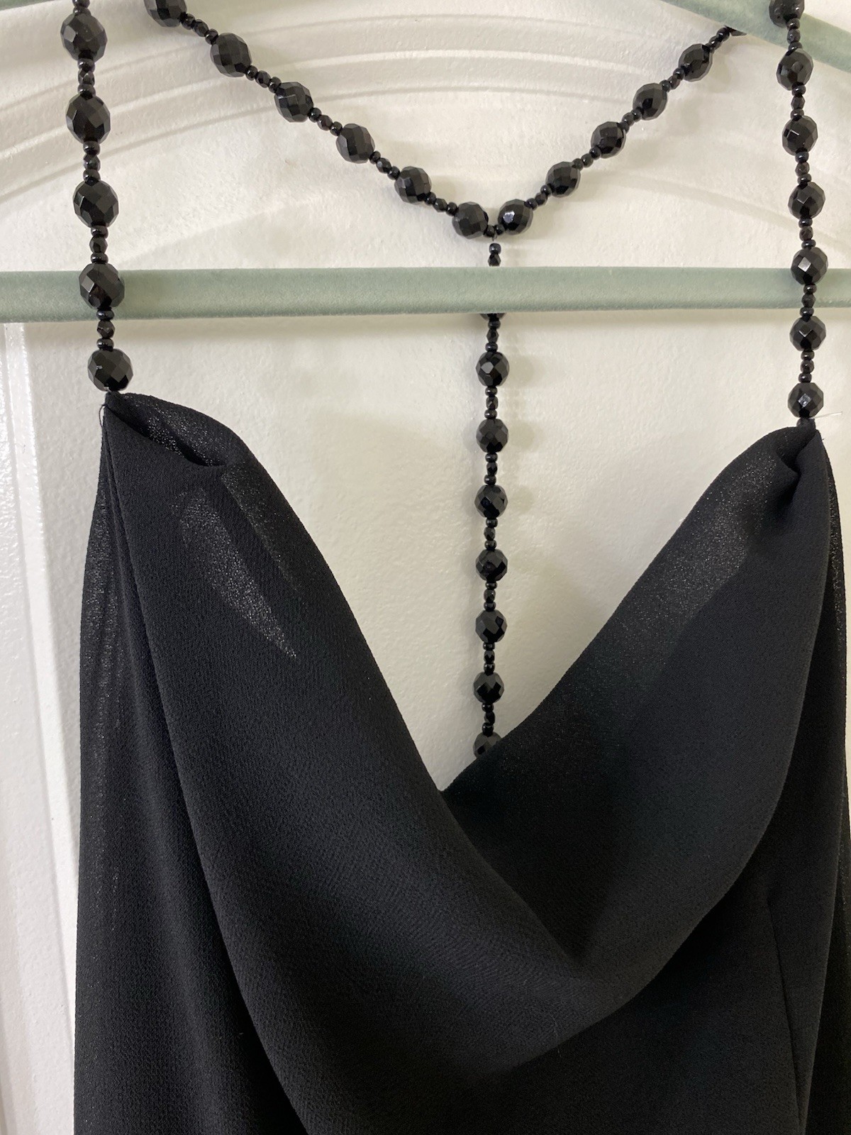 Dave & Johnny Black Beaded Strap Cowl Neck Maxi Formal Dress Womens Size 4