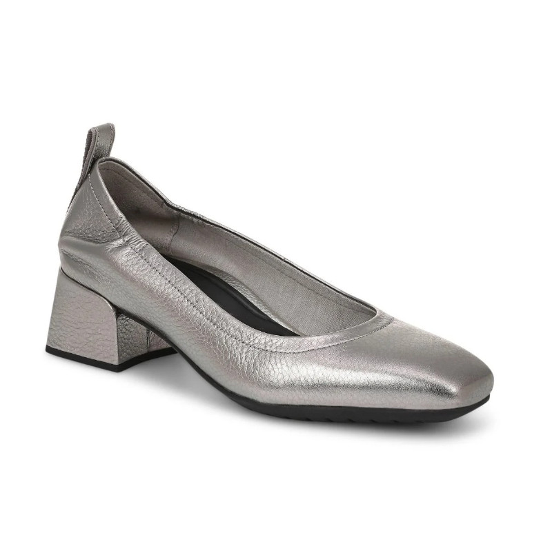 VIONICS Ramona Block Heel Pump – Pewter Leather NEW