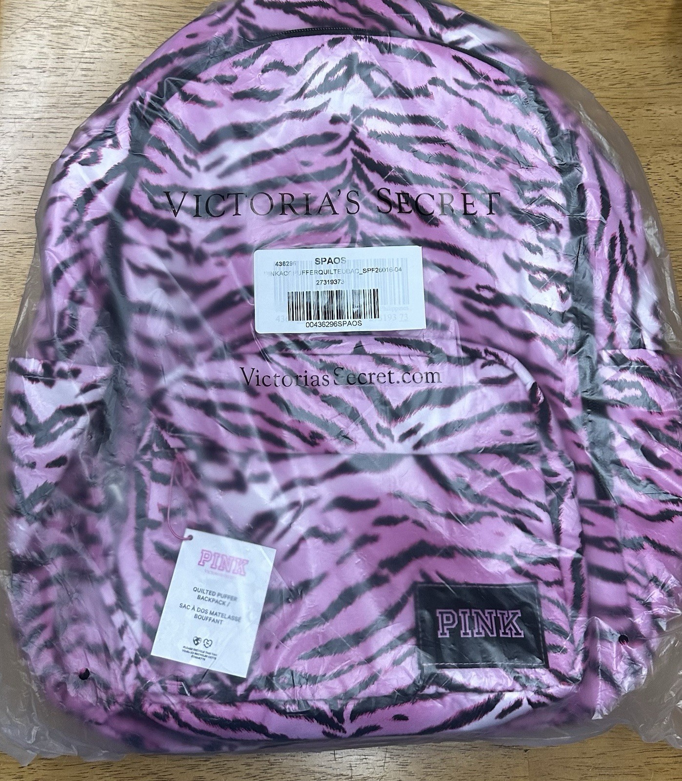 Victorias Secret Pink Quilted Backpack Bookbag In Pink Zebra New 2026