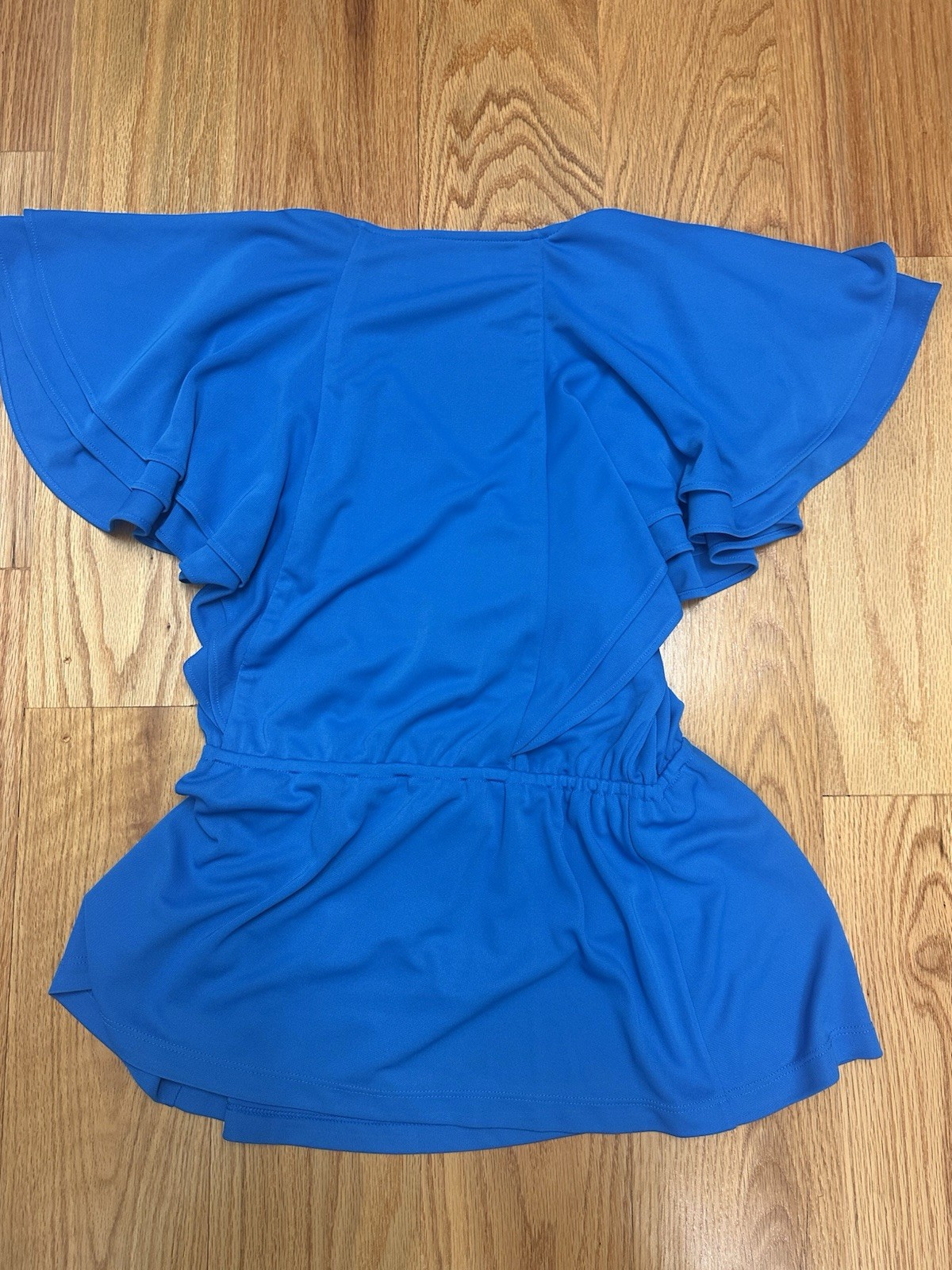Lauren Ralph Lauren Blue Wrap V-Neck Flutter Sleeve Blouse XS