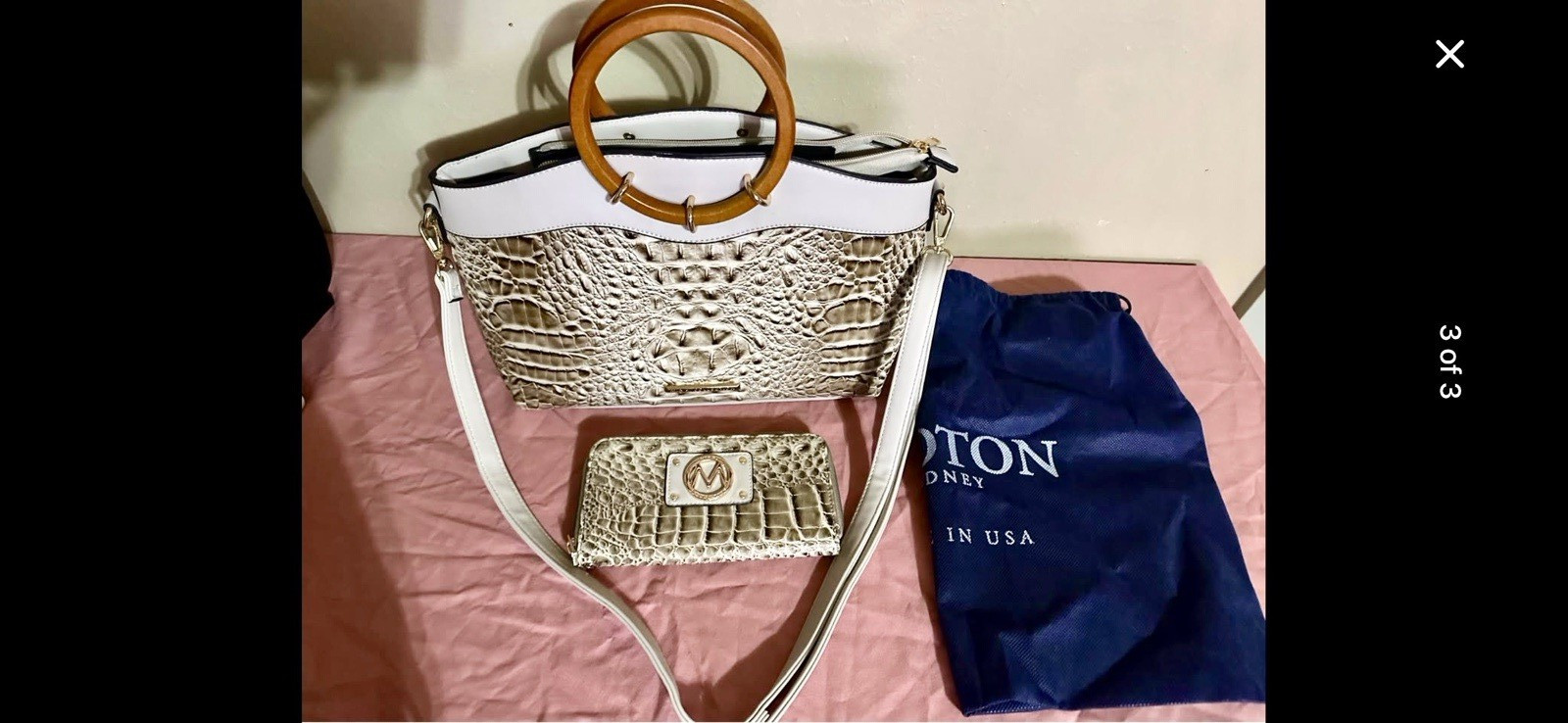 Mkf collection phoebe faux crocodile embossed vegan leather bag and Wallet