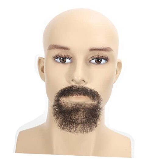 Fake Beard and Goatee Brown Synthetic Fiber Lace Base Hand Knoted Dark Brown