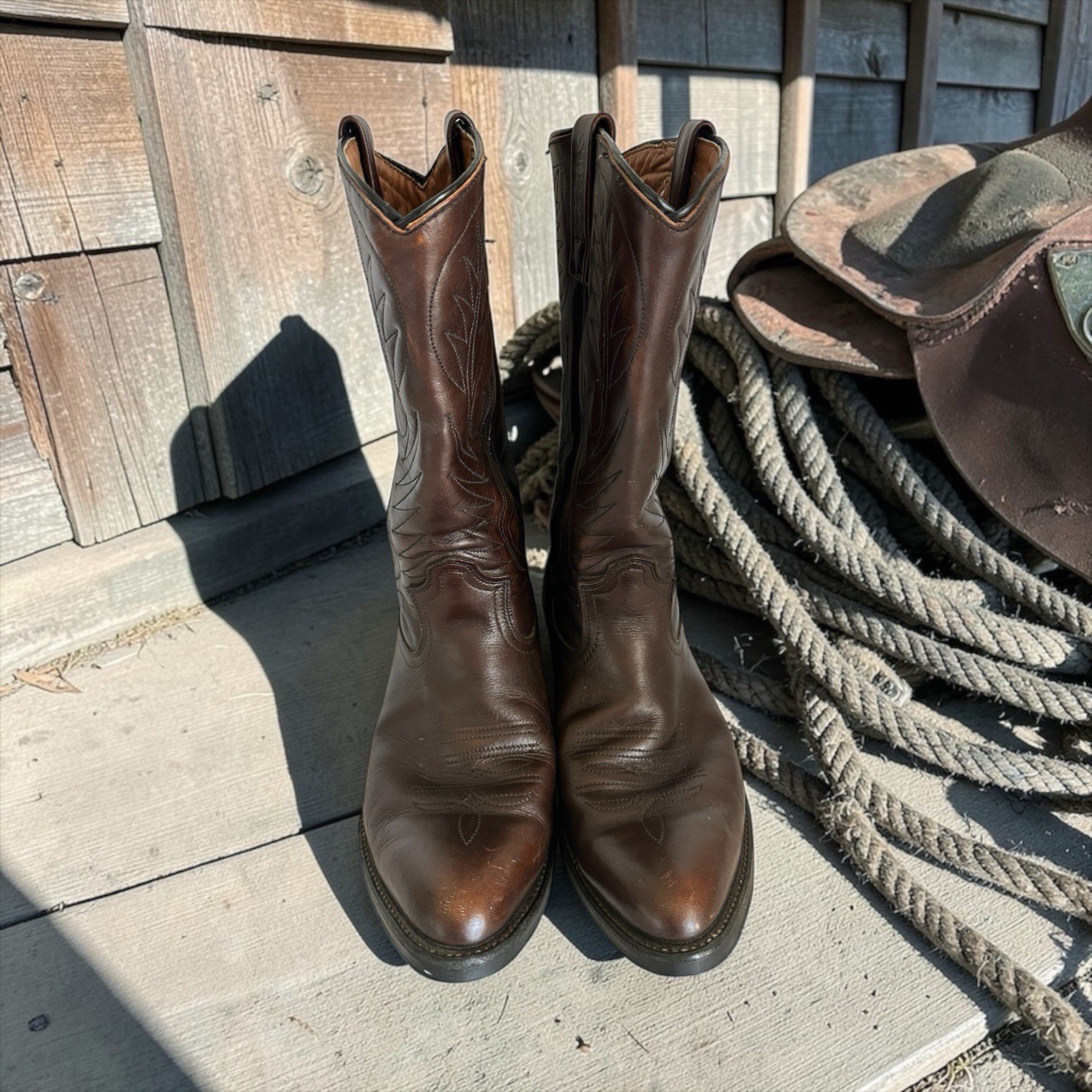 Red Wing Pecos Boots Men’s Size 10 D Brown Leather Western Pull On 9801 Cowboy