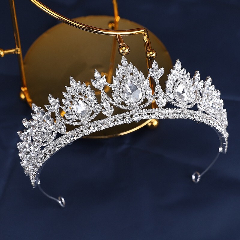 7cm Tall Large Crystal Tiara Crown Wedding Bridal Queen Princess Prom For Women