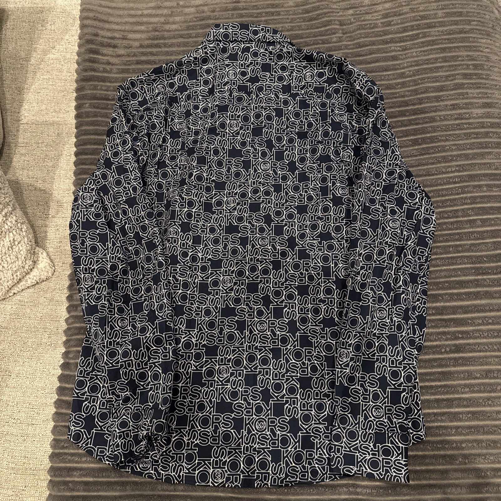 Michael Kors Slim Fit Men L midnight KORS Logo long Sleeve Shirt MSRP $98