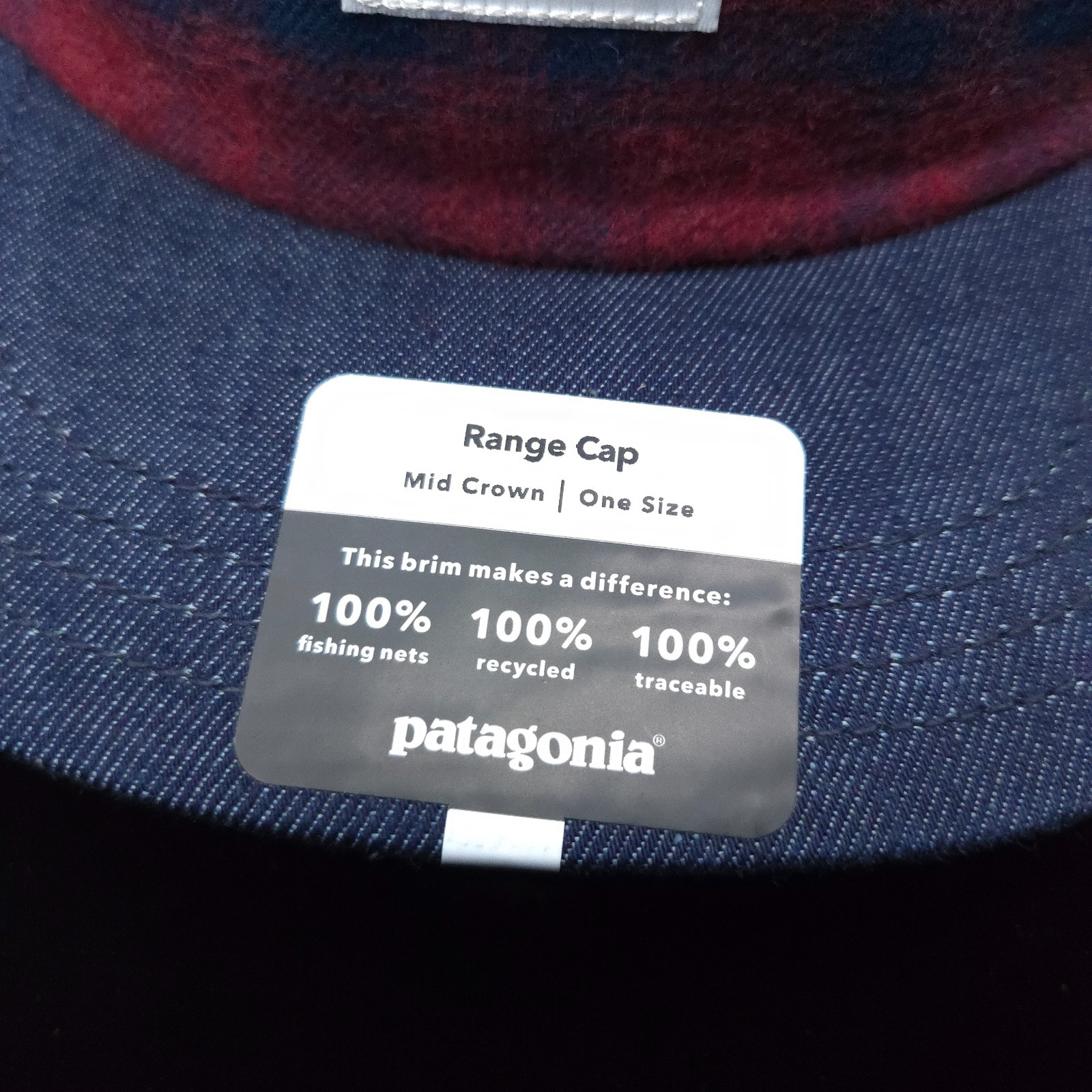 PATAGONIA RANGE FLANNEL HAT -NAVY BLUE BURGUNDY SOFT- CAP UNISEX ADJUSTABLE -NEW