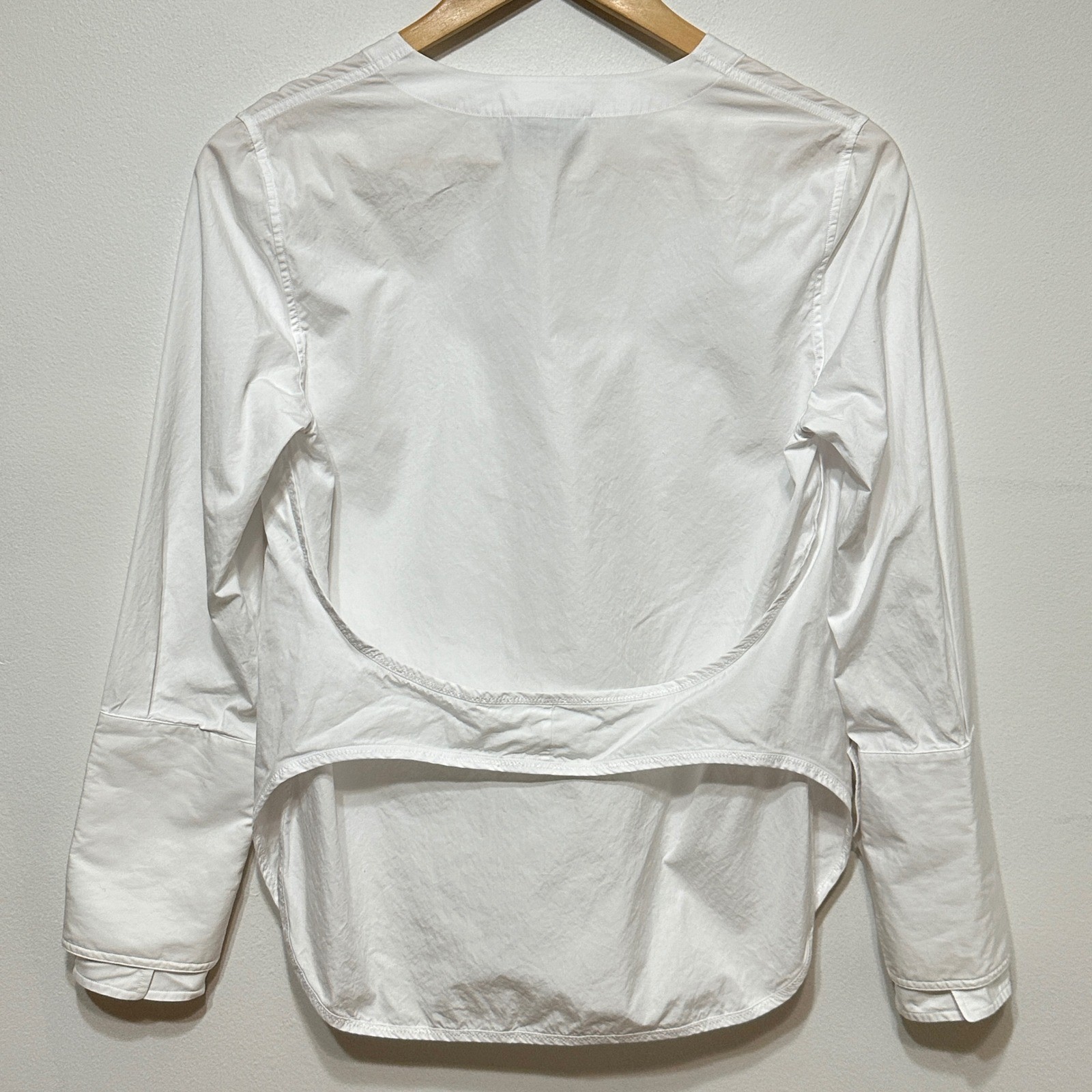 3.1 Phillip Lim Pearl Double Cuff Blouse Womens 6 White Cotton Poplin Luxury