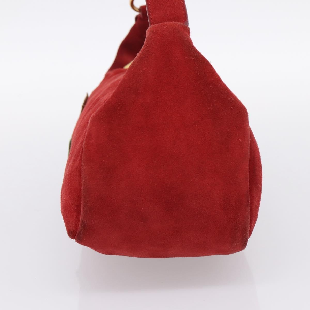 Miu Miu Shoulder Bag Suede Red Gold Auth 196448V