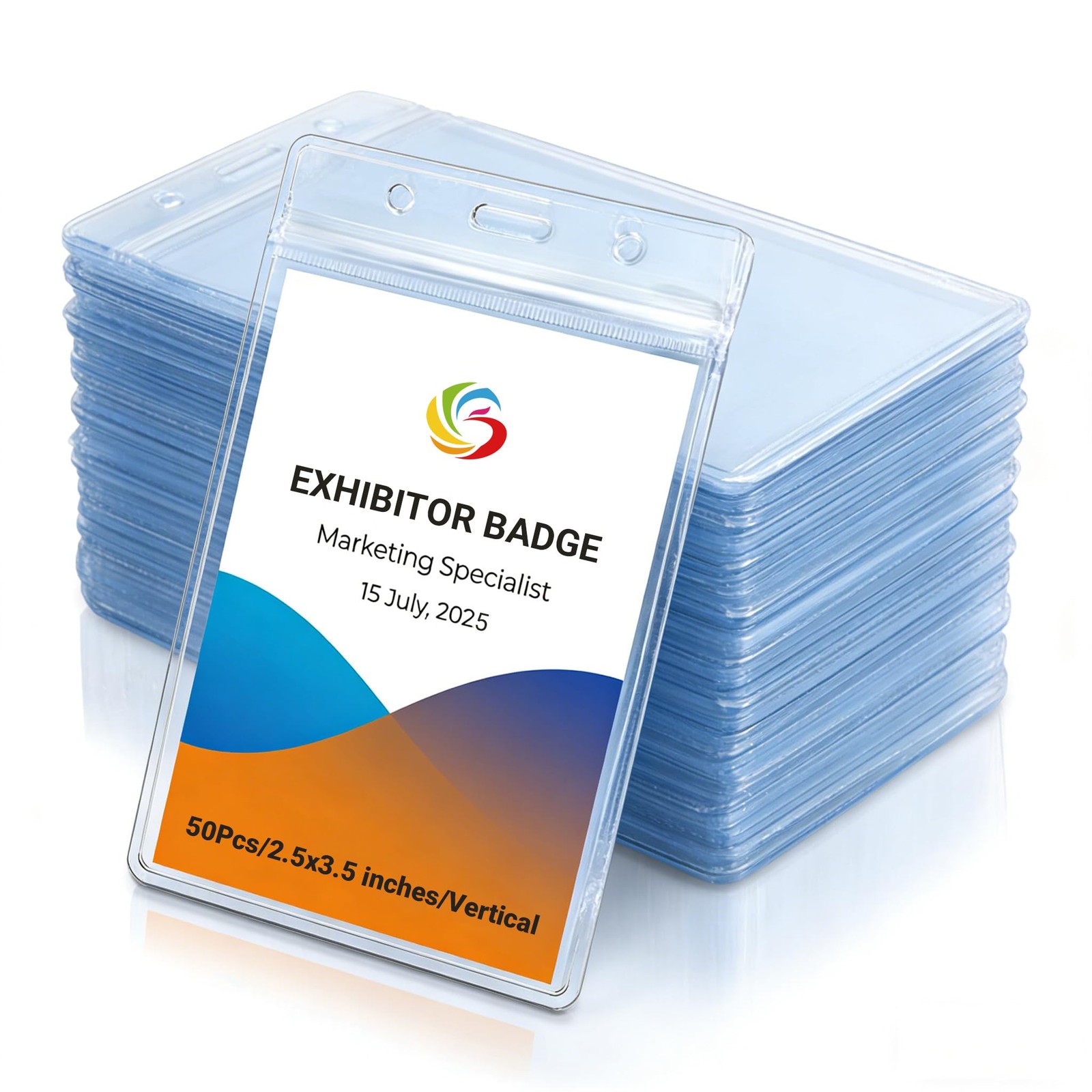 2.5×3.5 Inches Vertical Badge Holde Waterproof Clear ID Card Holder Resealable