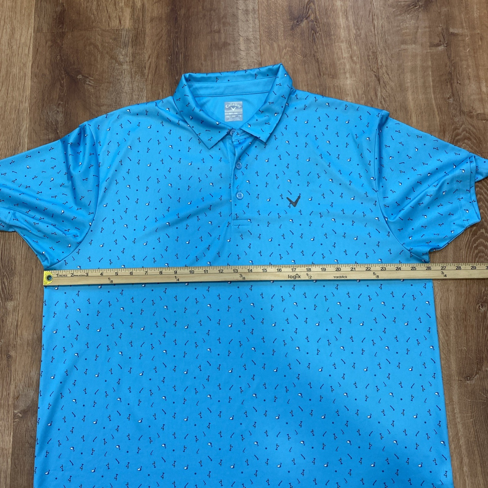 Callaway Golf Mens XXL Polo Shirt Grotto Blue Golf Club Martini Print Opti-Dri
