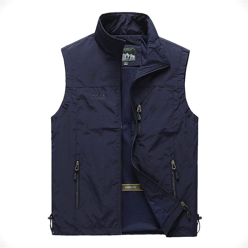 Mens With Pockets Zipper Vest Casual Waistcoat Sleeveless Sport Tops Mesh Lining