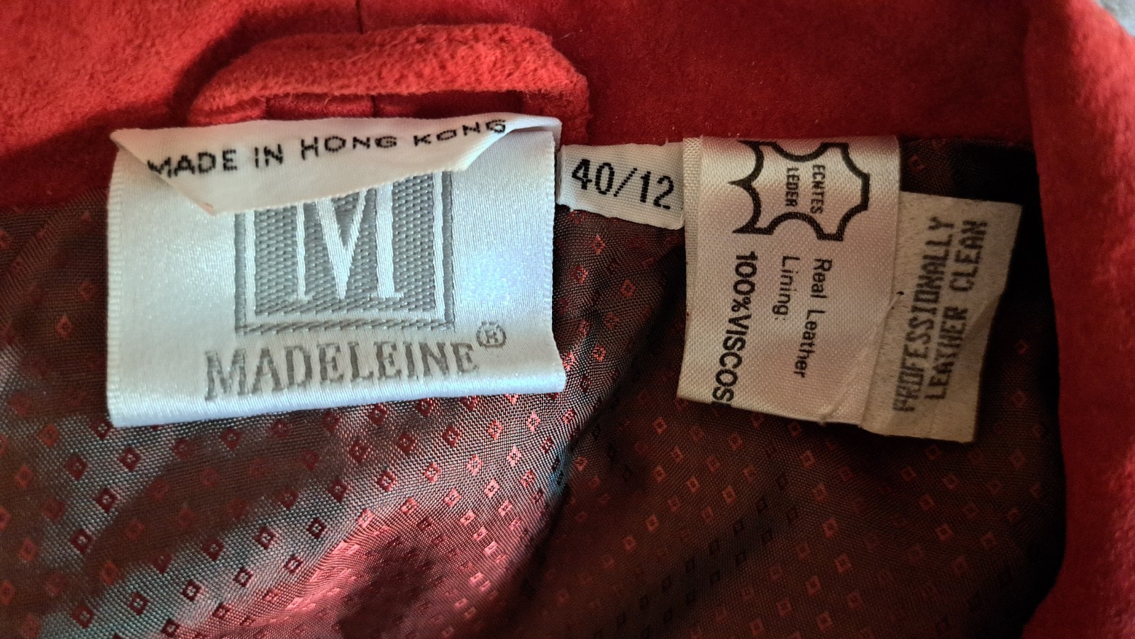 Madeleine Size 40/12 Red Genuine Leather Suade Jacket