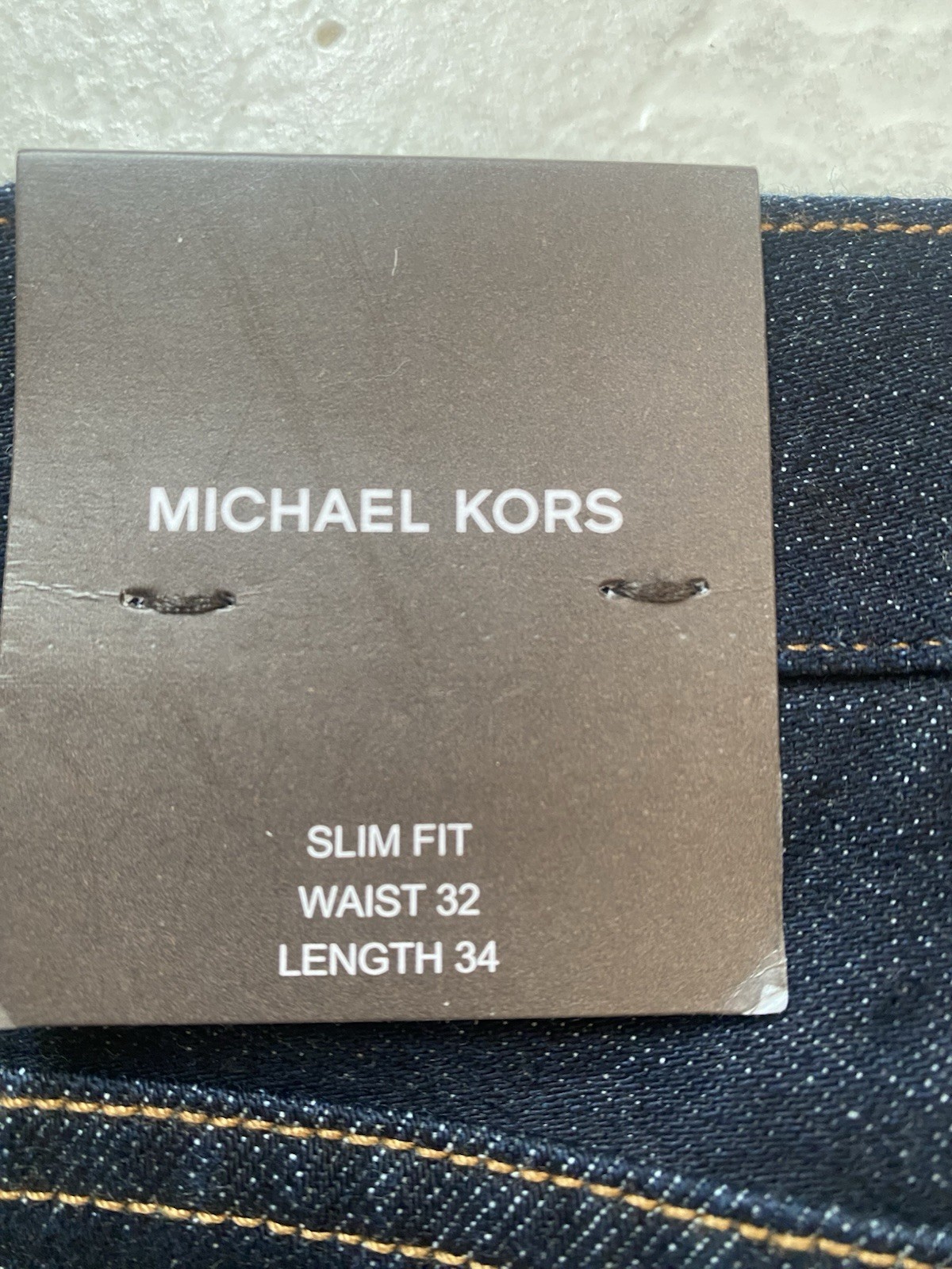 Michael Kors Core Slim Fit Dark Stretch Denim Straight Leg Jeans Mens 32×34 NWT