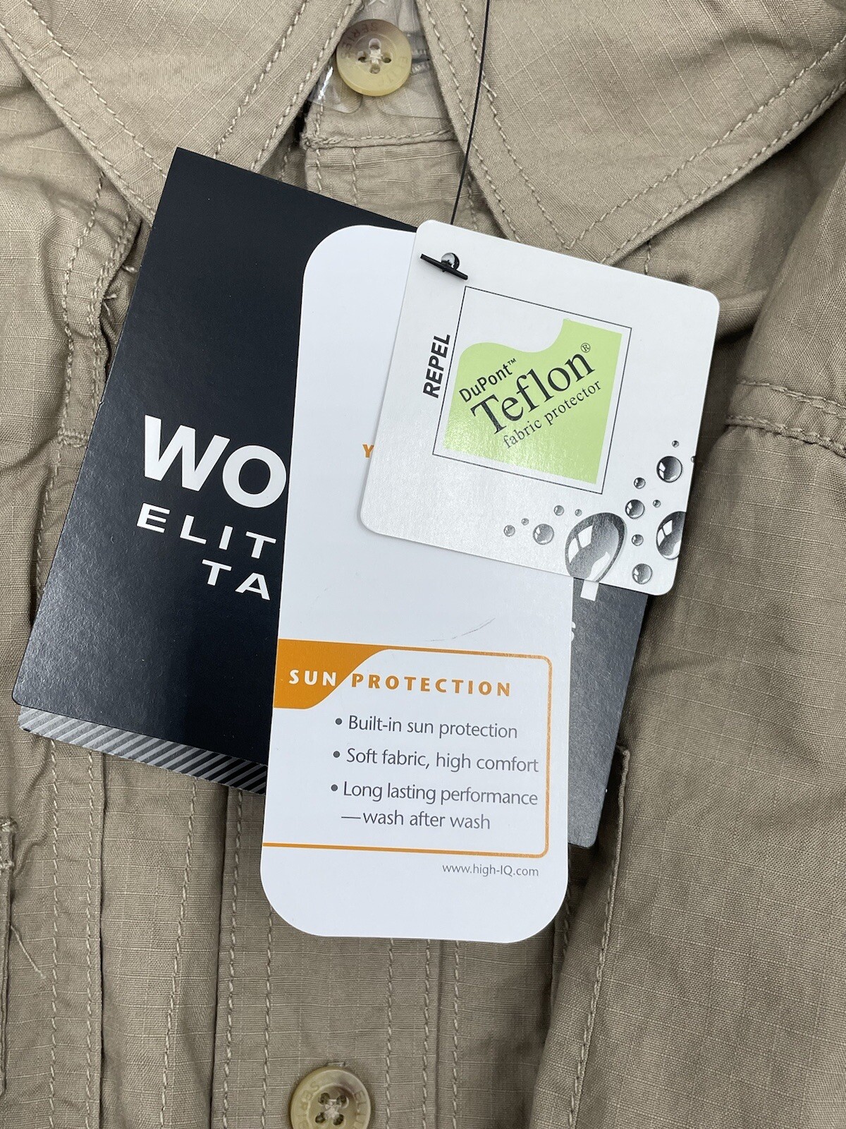 Woolrich Elite Series CCW Men’s Long Sleeve Khaki Operator Shirt Sz L 44912