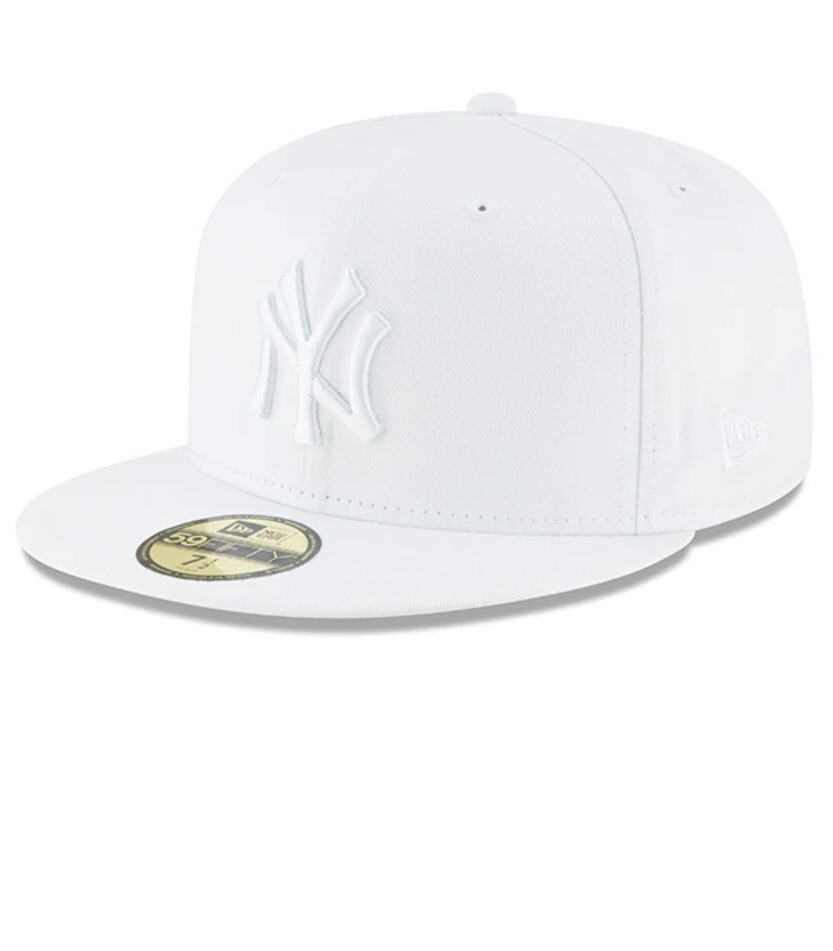 New York Yankees MLB Authentic New Era 59FIFTY Fitted Cap HAT 5950 ALL WHITE NEW