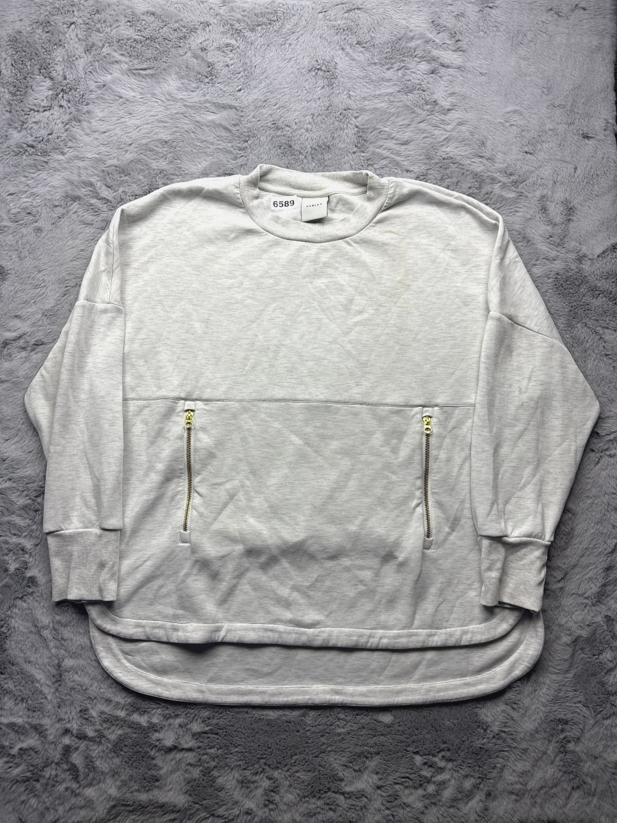 Varley Double Soft Paige Longline Sweatshirt Ivory Marl Women’s Extra Large