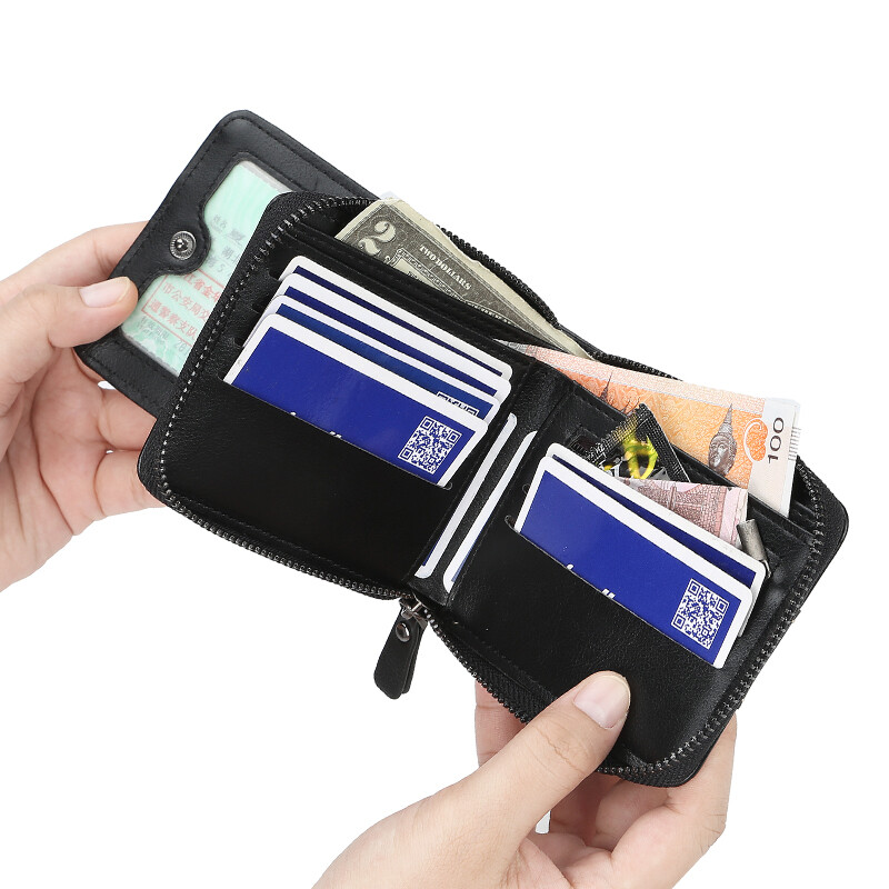 Baellerry Men’s PU Leather Zipper Wallet Multi Card Holder Purse With Coin Bags