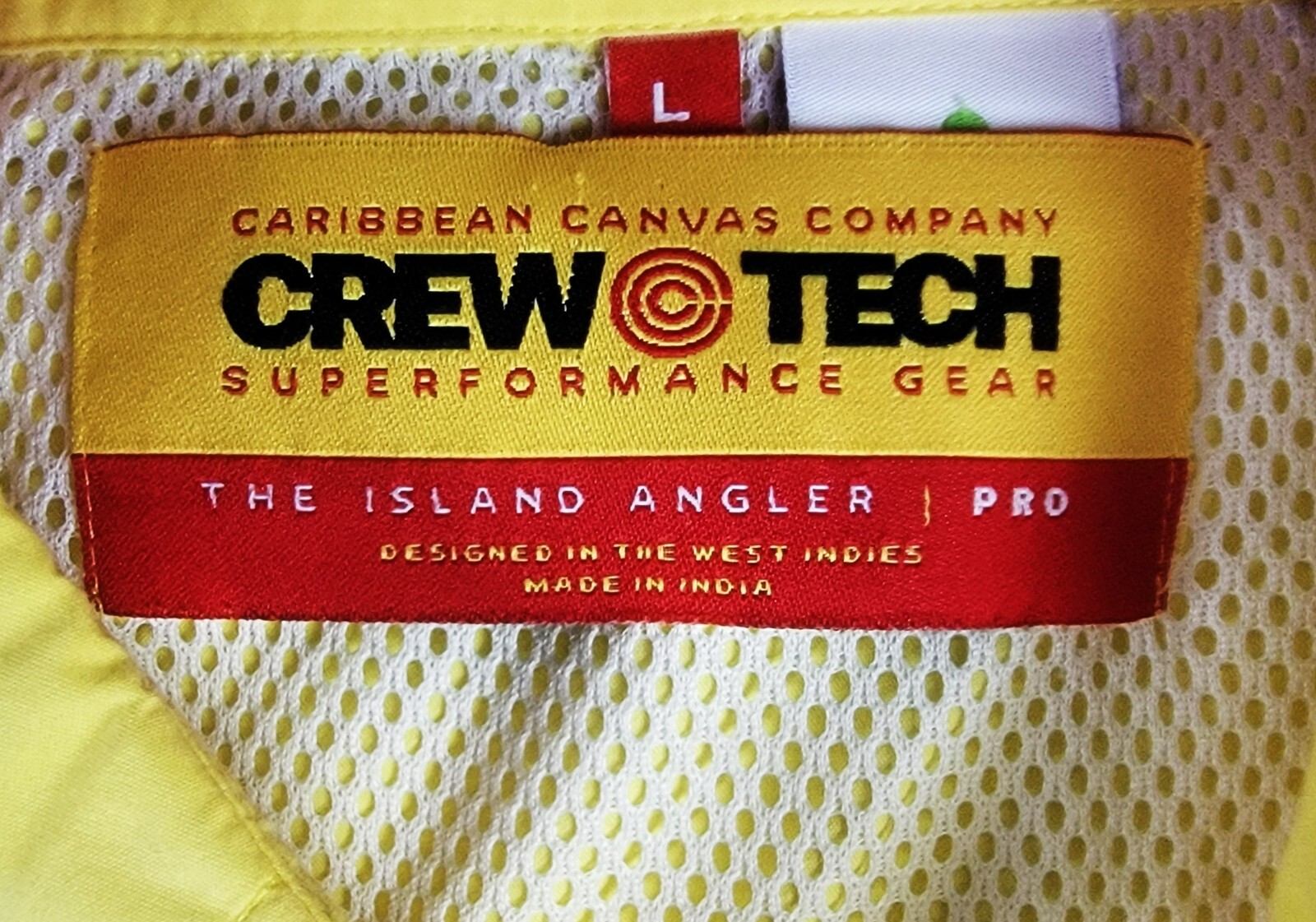 Crew Tech Yellow Nanotex UPF 40 Button Front Shirt Men’s Size Large