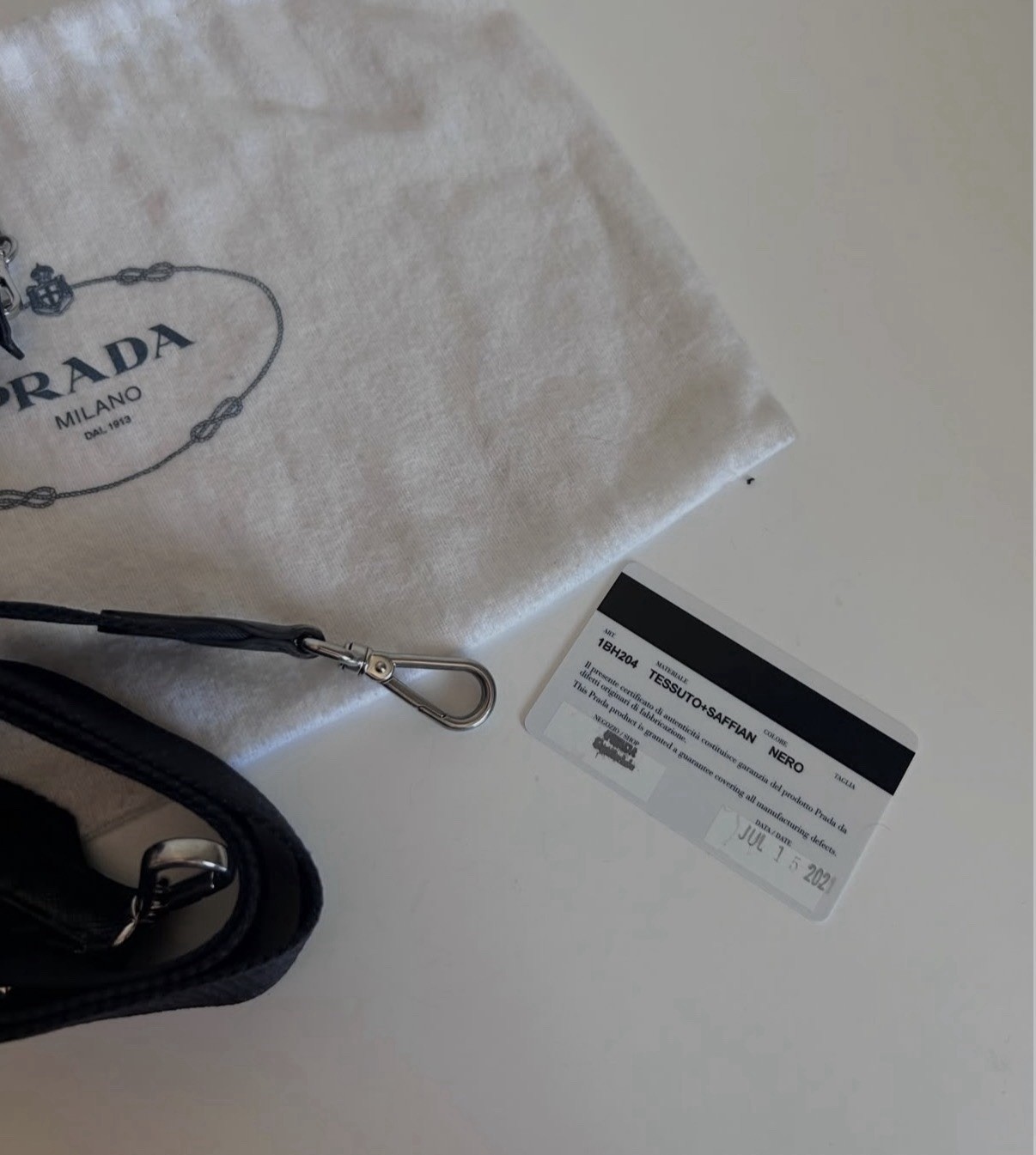 PRADA Black Shoulder Bag Zip Closure w/ Chain & Detachable Strap Dust Bag